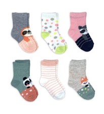 0-6M Baby Socks 6 Pack Girl Critter Stretch Crew Socks #4664