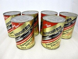 6x Vintage Motorcraft 10W-40 Motor Oil 1 Quart Cardboard Can Full Qt Gold Label