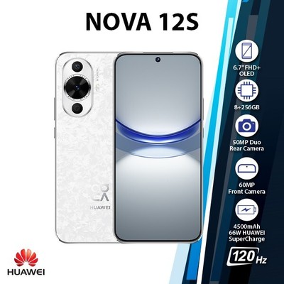 Huawei Nova 12S Android Cell Phone (White/8GB+256GB/Dual SIM/Unlocked)