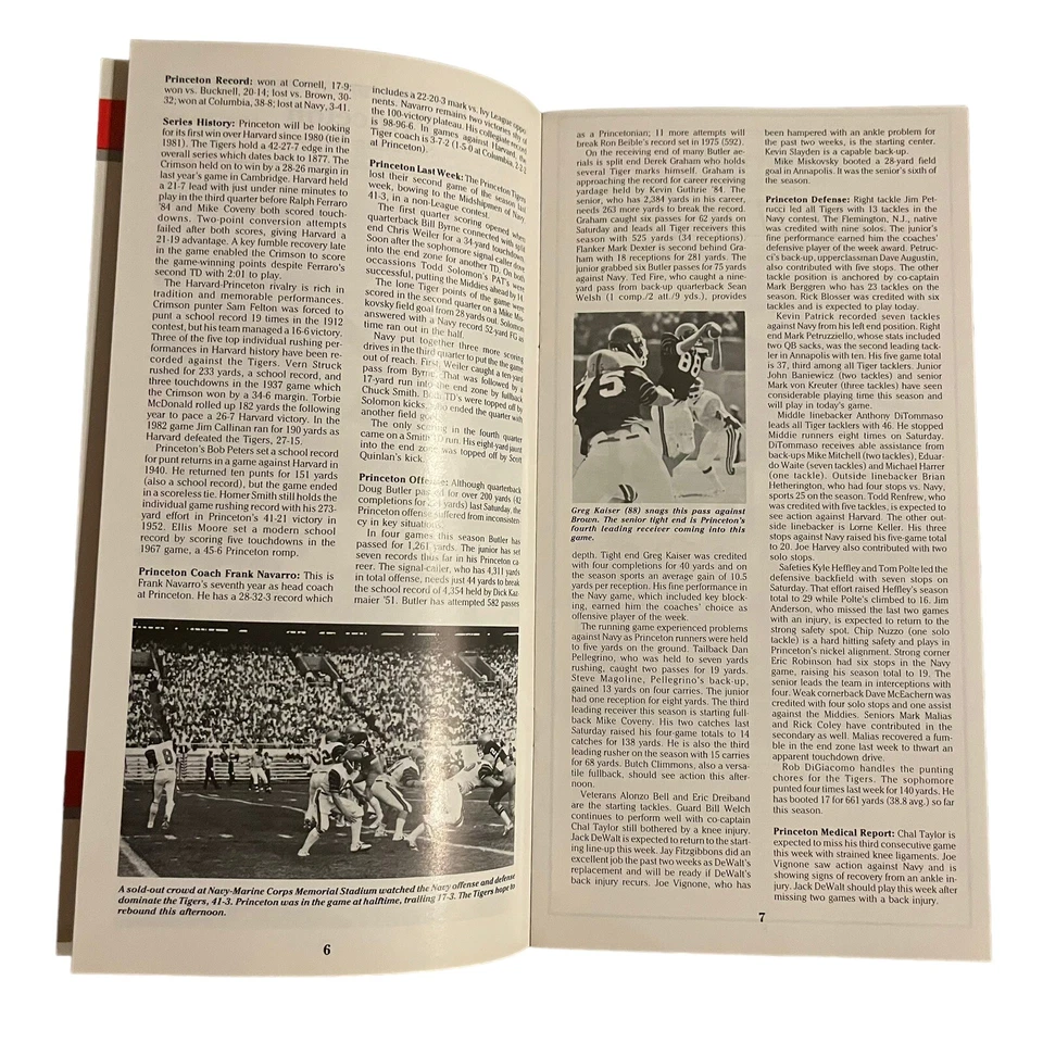 October 27, 1984 Princeton Athletic News Harvard Football Game Program Good - Image 4 of 4