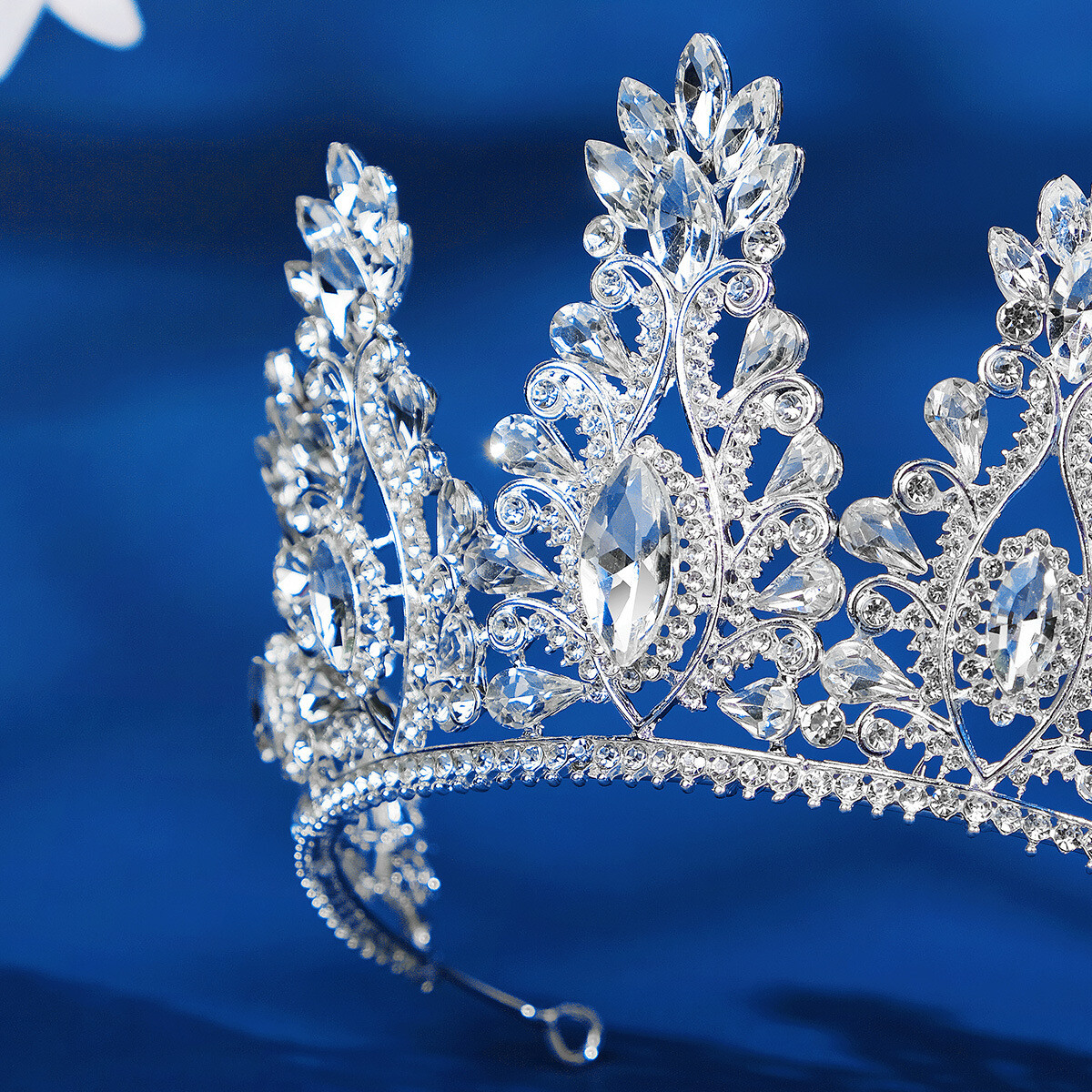 Corona Nuziale Con Strass - Diadema Sposa Bianco Con Cristalli - Tiara Per Matrimoni E Feste - Foto 4