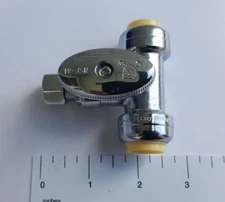 1 Pack XFITTING 1/2" Push Fit X 1/2" Push Fit 3/8" OD  Push Fit Tee Valve