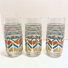 Anchor Hocking  Southwestern Design 23 Oz Lrg Tumbler Glasses Vintage Set Of 3