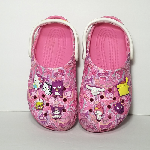 Crocs Sanrio Hello Kitty & Friends Pink Clogs Shoes w/ Charms Size J2 Girls 2023 - Picture 3 of 8