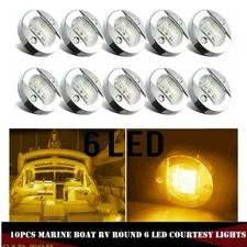 10x Amber 6-LED 3” Inch Round Chrome Anchor Stern Navigation Light Boat Marine
