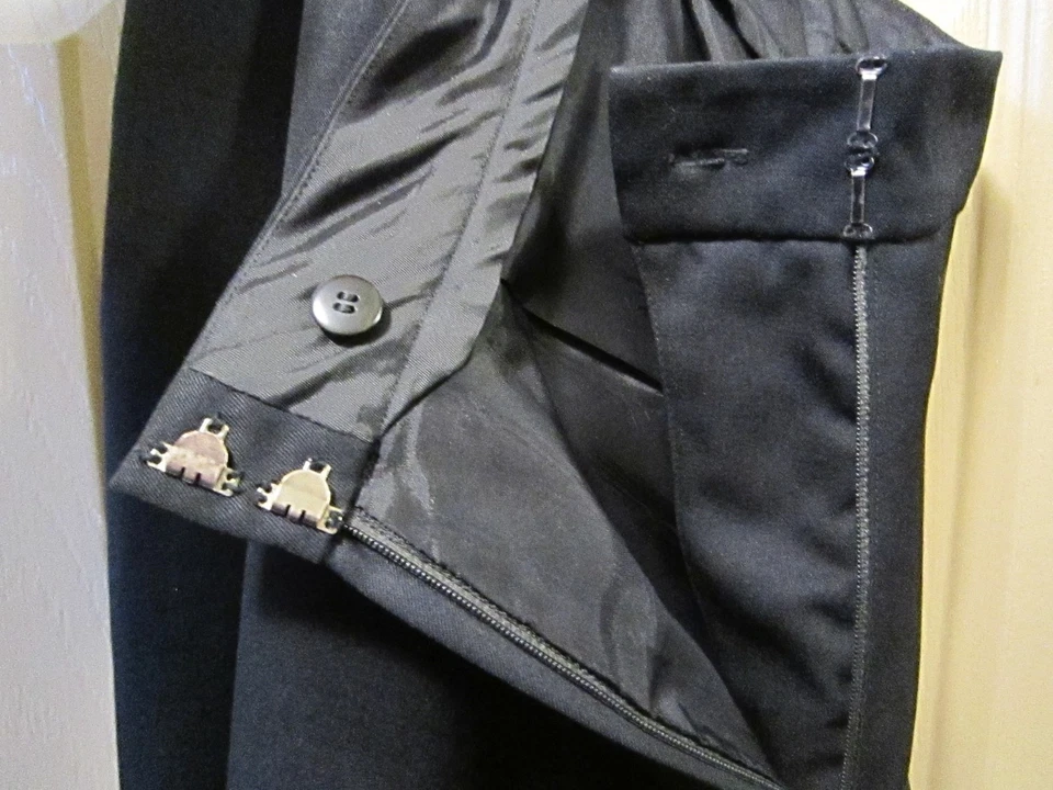 TALLA 6 TAHARI MUJER FALDA LÁPIZ RECTA NEGRA, FORRADA, 100% LANA, BOLSILLOS, USADA EN EXCELENTE ESTADO Foto 3 de 4