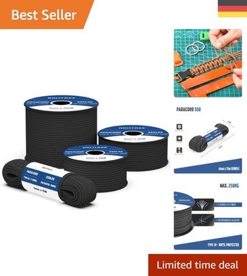 550 Paracord 4mm Schwarz   Flexibles und starkes Seil für Outdoor-Enthusiasten