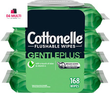 Cottonelle GentlePlus Flushable Wet Wipes, 4 Flip-Top Packs 168 Total Flushable