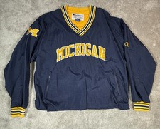 Vintage Michigan Wolverines Jacket Men L Nylon Pullover Windbreaker Champion    