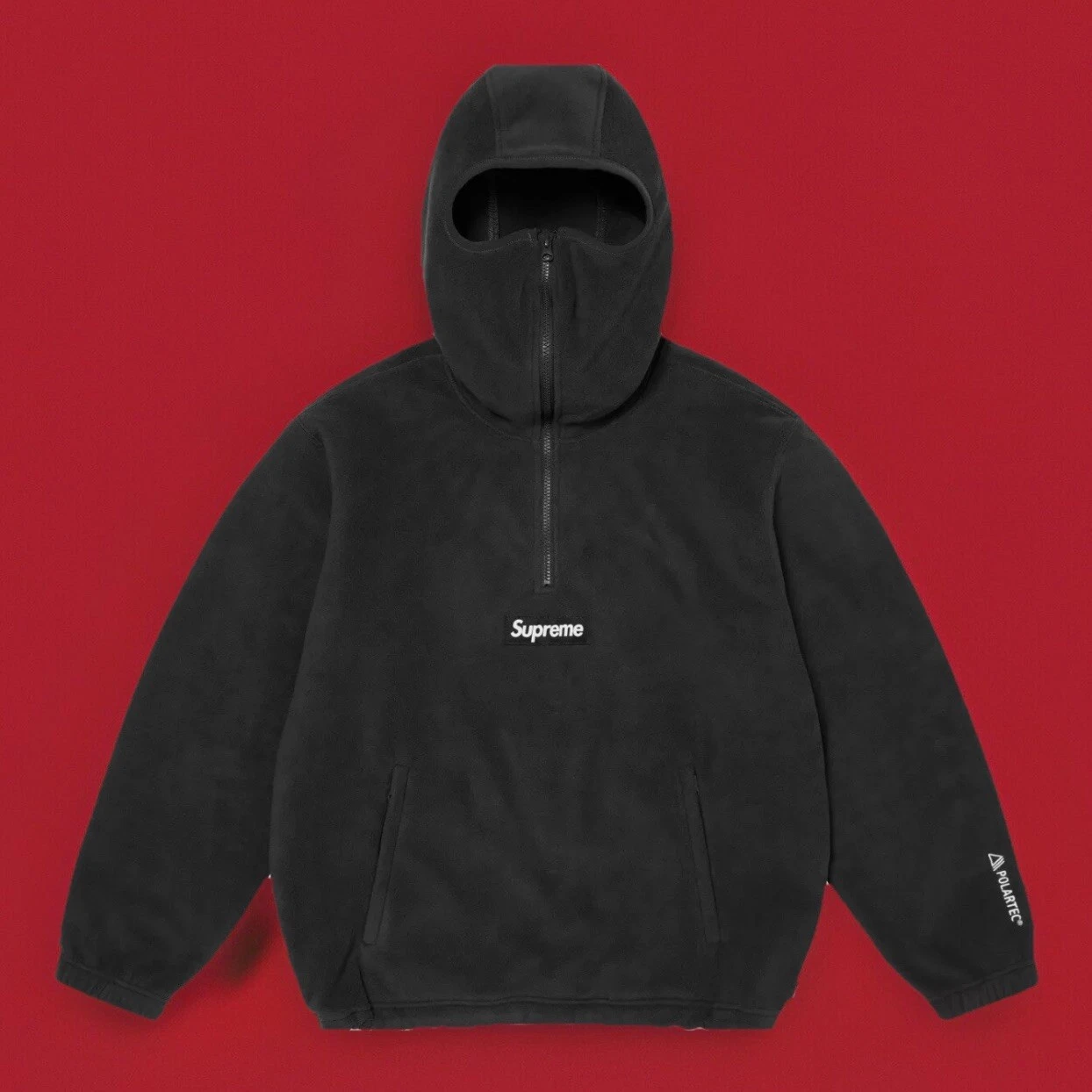SWEATSHIRT À CAPUCHE DEMI ZIP MASQUE VISAGE SUPREME POLARTEC® • FW24 • Noir • Medium