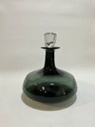 Blenko Art Glass Decanter Vase  Stopper Green Clear Modern