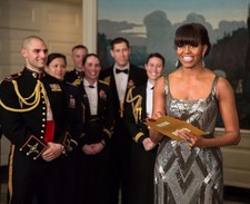 Michelle Obama Elegant In Silver Dress  4x6 Picture Celebrity Print