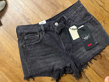 Levi's 501 Women's Black Dark Wash Denim Cut-Off Mid Rise Shorts Size 29