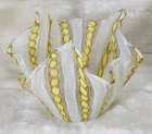 Murano Art Glass Handkerchief Vase w/ Amethyst & White Zanfirico Ribbons Italy