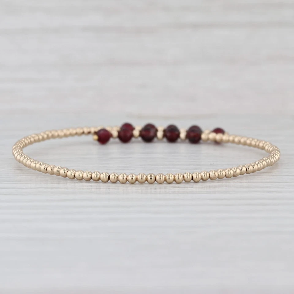 Brazalete Brazalete Bypass Granate Oro Amarillo 14k 6.5" Ajustable Foto 3 de 4