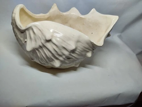 1940s Nelson McCoy Pottery Shell Planter/Vase W Glossy(White Blancde De Chine)