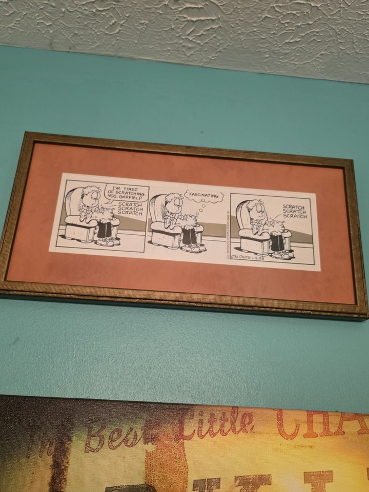 Garfield Original Comic Strip Art Hand Drawn dated 1/4/93 by Jim Davis Comic Art