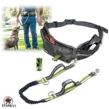 Adjustable Hands-Free Dog Leash System with Expandable Waste Pouch for All Sizes