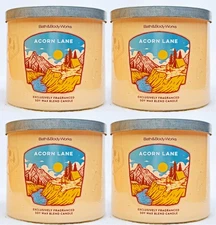 4 Bath & Body Works ACORN LANE Large 3-Wick Scented Candle 14.5 oz