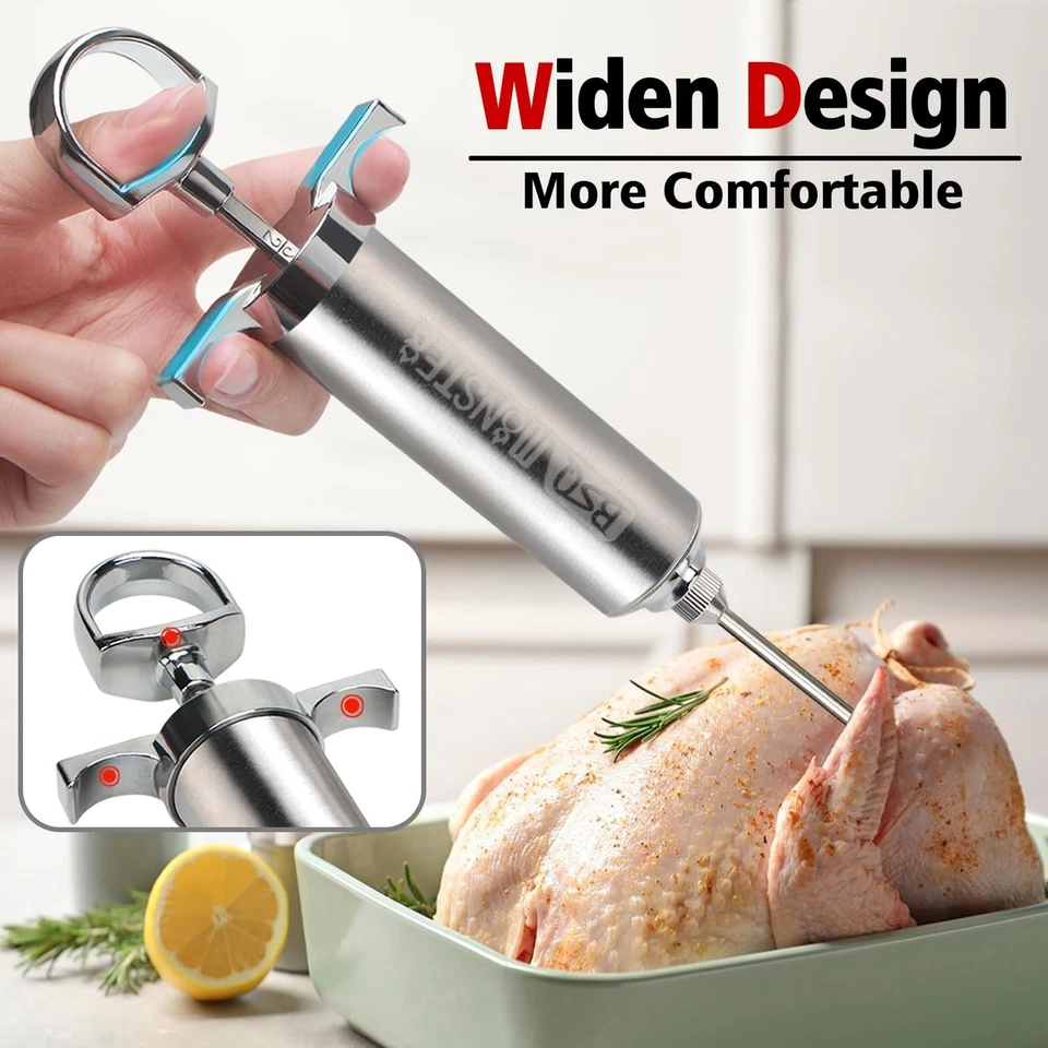 Kit de jeringa inyectora de carne BSQ MONSTER con 4 inyectores de adobo profesionales N... Foto 2 de 4