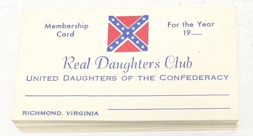 United Daughters of the Confederacy Real Daughters Club Membership Card Rich, VA