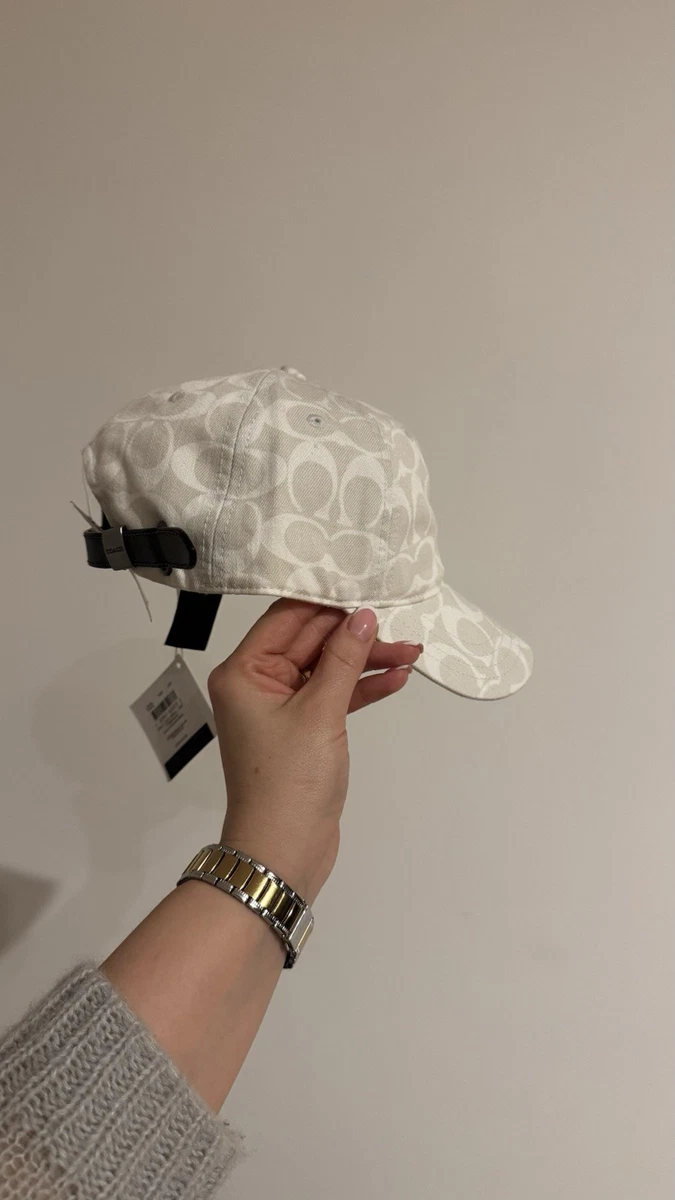 Coach Pink/White Wool Tan Leather Turnlock Newsboy Cap P/S Accessories | Coach Pinkwhite Wool Tan Leather Turnlock  main image 3