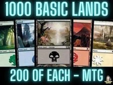 1000 MAGIC THE GATHERING MTG CARDS LOT BASIC LANDS 200 OF EACH LAND