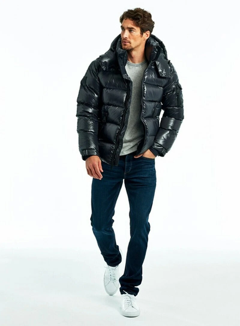 Chaquetas Con Capucha De Moda Para Hombre Abrigo Ligero Brillante Parka  Invierno