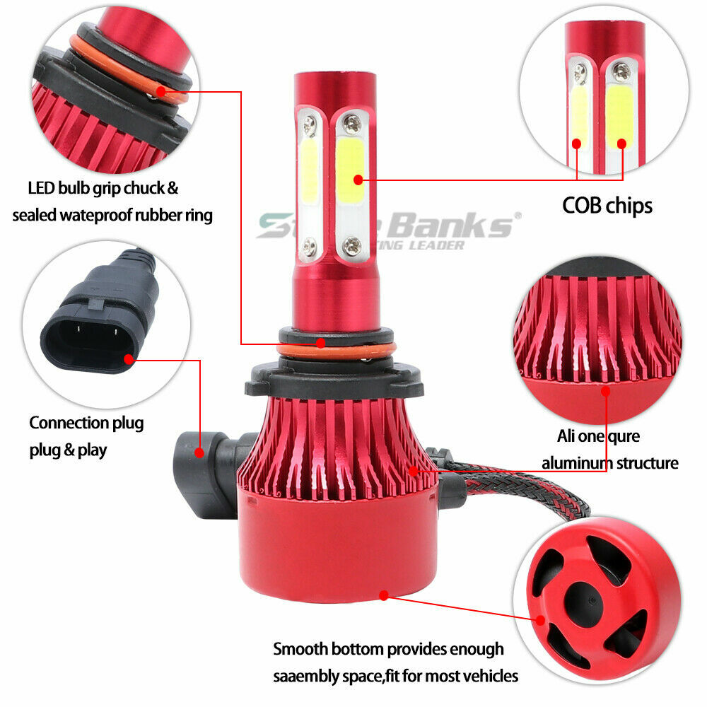 2PCS 4-Side LED Headlight Kit 9005 HB3 H10 9140 9145 – 120W 6000K 32000LM Ultra Bright