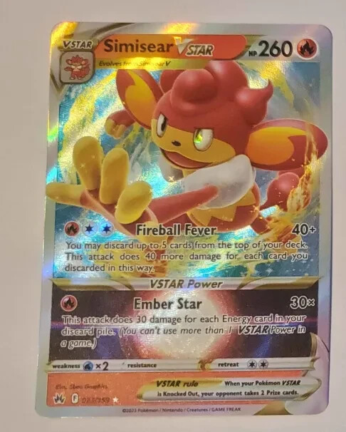 Simisear VSTAR 023/159 NM EN Pokemon TCG Crown Zenith Ultra Rare
