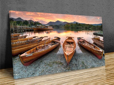 Derwentwater at Keswick in the Lake District in Cumbria mounted canvas print rea