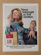 Nostalgic Vintage 1968 Print Ad Advertisement L&M Cigarettes Never Interupt 
