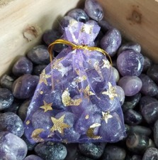 AMETHYST TUMBLED STONES WITH GIFT POUCH - HEALING ENERGY - AURA - AFRICAN TUMBLE