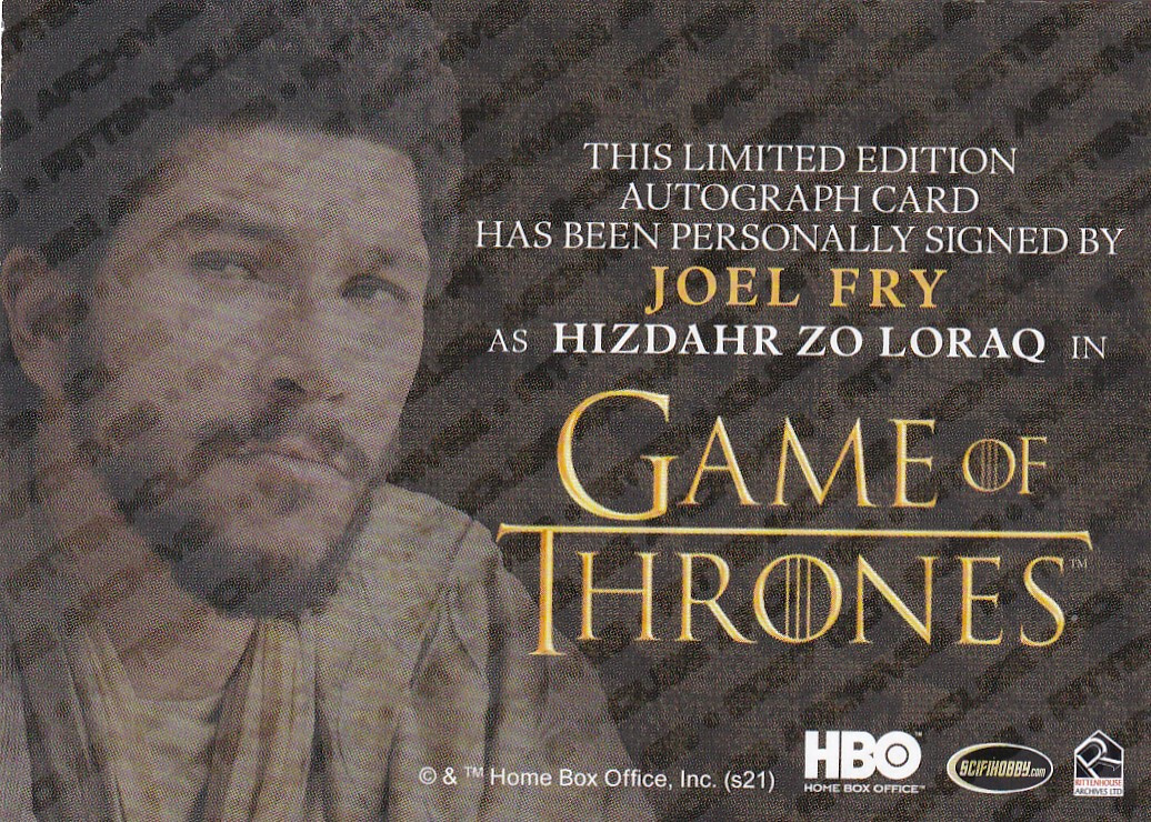 Game of Thrones GOLD Autograph Card Joel Fry as Hizdahr Zo