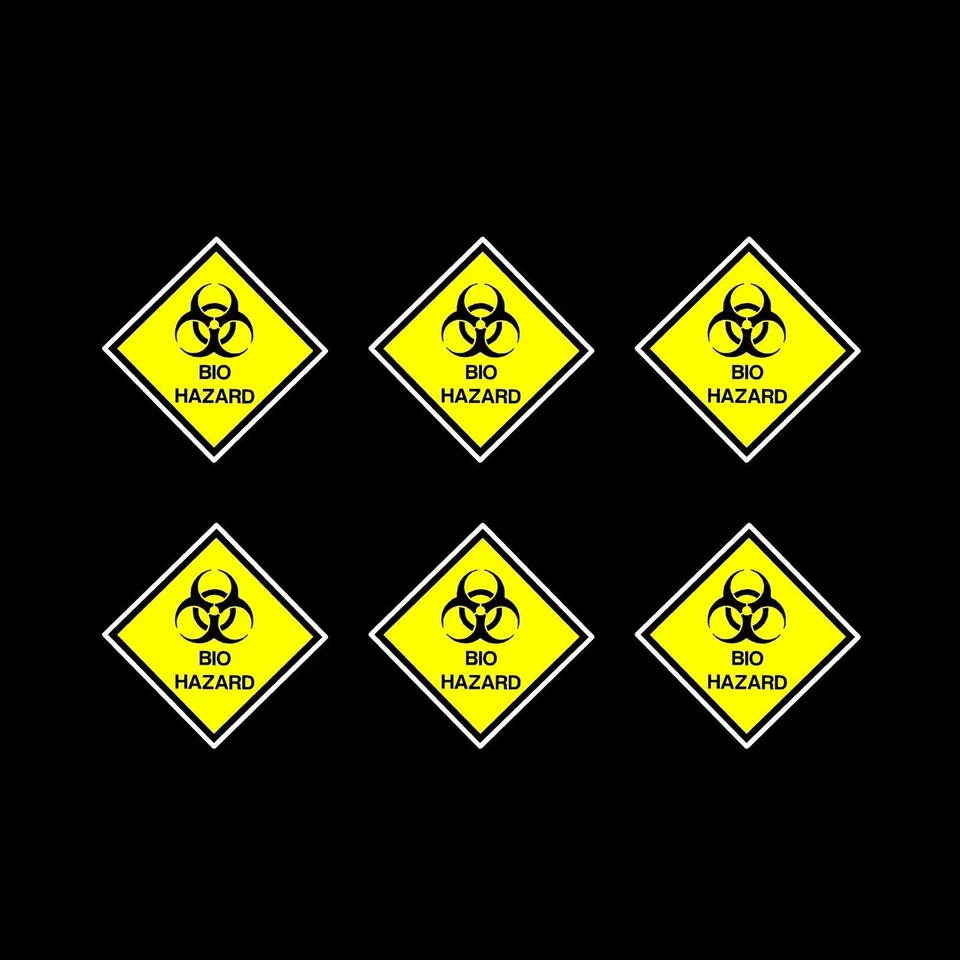 HEALTH&SAFETYDIRECT 6x Bio Hazard Self Adhesive Stickers 100x100mm