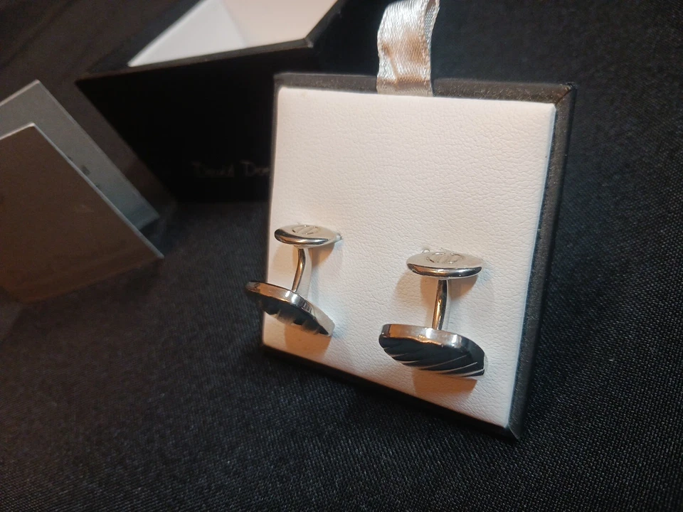 925 Sterling Silver Vintage David Donahue Ornate Square Cufflinks - Image 4 of 4