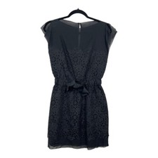 Banana Republic Womens Size 2 Black Eyelet Tie Waist Dress