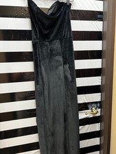 Women "PrettyLittleThing" black velvet halter long dress. Size 6. Prev. Owned