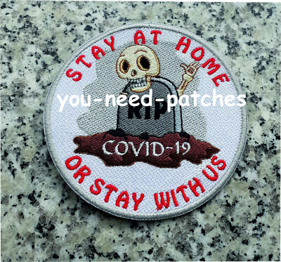 LOCKDOWN STAY AT HOME SAVE LIVES FIGHT AGAINST CORONA KEEP DISTANCE sew on Patch