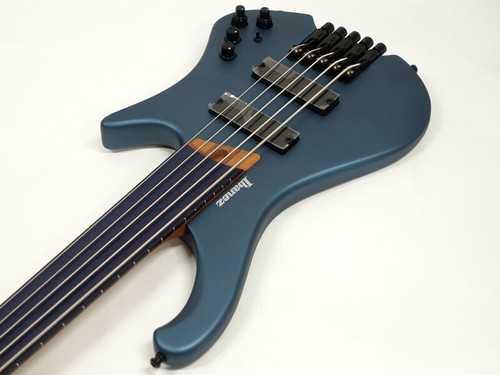 Ibanez EHB1005F-AOM Arctic Ocean 5-string Bass Headless Fretless Blue w/Gig Bag - Picture 3 of 10