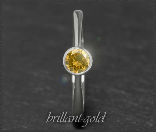 Diamond brilliant 585 gold ring 0.28ct, golden yellow, natural color! 14k white gold