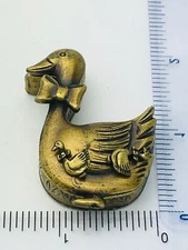 Goose Duck Brooch Pin, Necklace, Earrings & Jewelry Box Set *Brass by Torino New