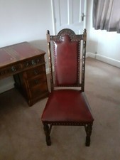 Old Charm oak pedestal desk. Red leather top in excellent condition. Medium oak.
