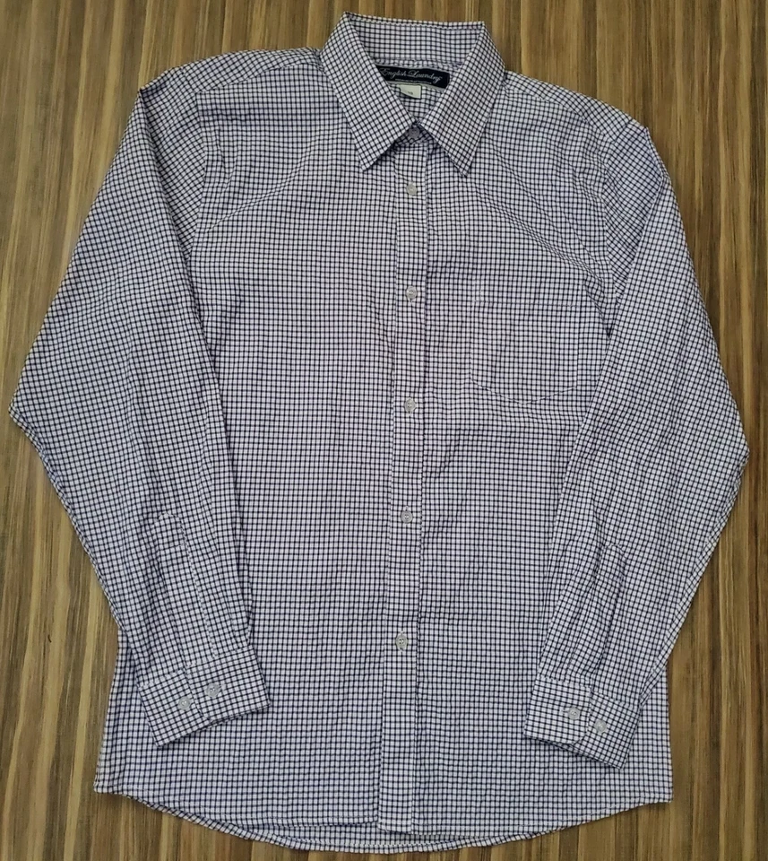 ENGLISH LAUNDRY мальчиков молодежное платье рубашка синий фиолетовый клетку YXL 18 маленький L/S B/F - Изображение 2 из 2