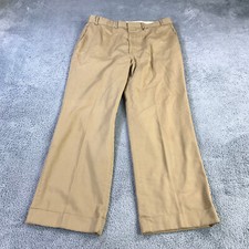 Yves Saint Laurent Pants Mens 34X28 Beige Canvas Trouser Pleated Front Cuffed