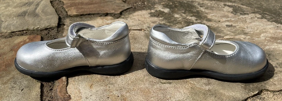 Primigi Sz 21 (5.5 US) Toddler Girls Silver Leather Mary Jane Shoes - Image 3 of 4