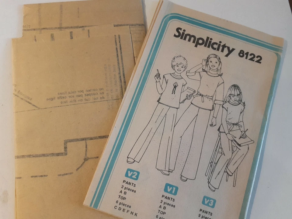 Simplicity 8122 Pants Top Sewing Pattern Girls 12 VTG UC FF Jiffy Denim Knits - Image 4 of 4