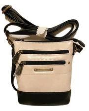 Stone Mountain Bonded Leather Black Tan Design Bagger Wristlet,Clutch 3 in 1