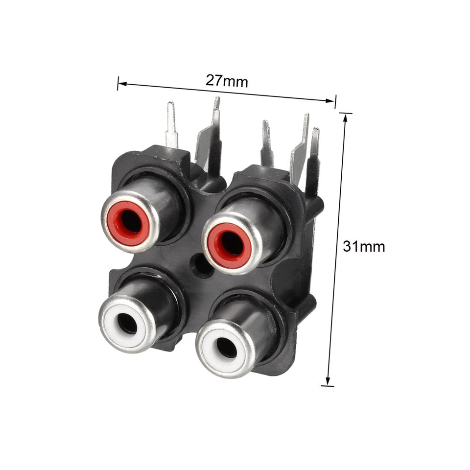 5x PCB Panel Mount 2/4 Way RCA Socket Female Jack Audio Connector Black 6pins - Image 2 of 4