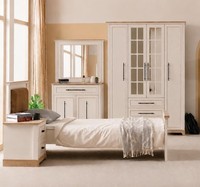 Einzelbett Holzbett Beige Jugendbett Modern Landhaus Kopfteil Komfort